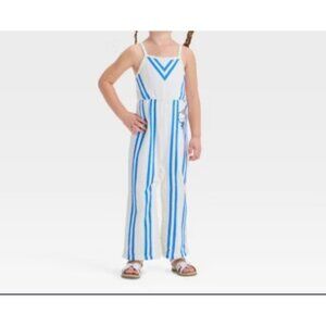 Hello Kitty Toddler Girl Wide Leg Romper Offwhite/blue Size 4T NWT